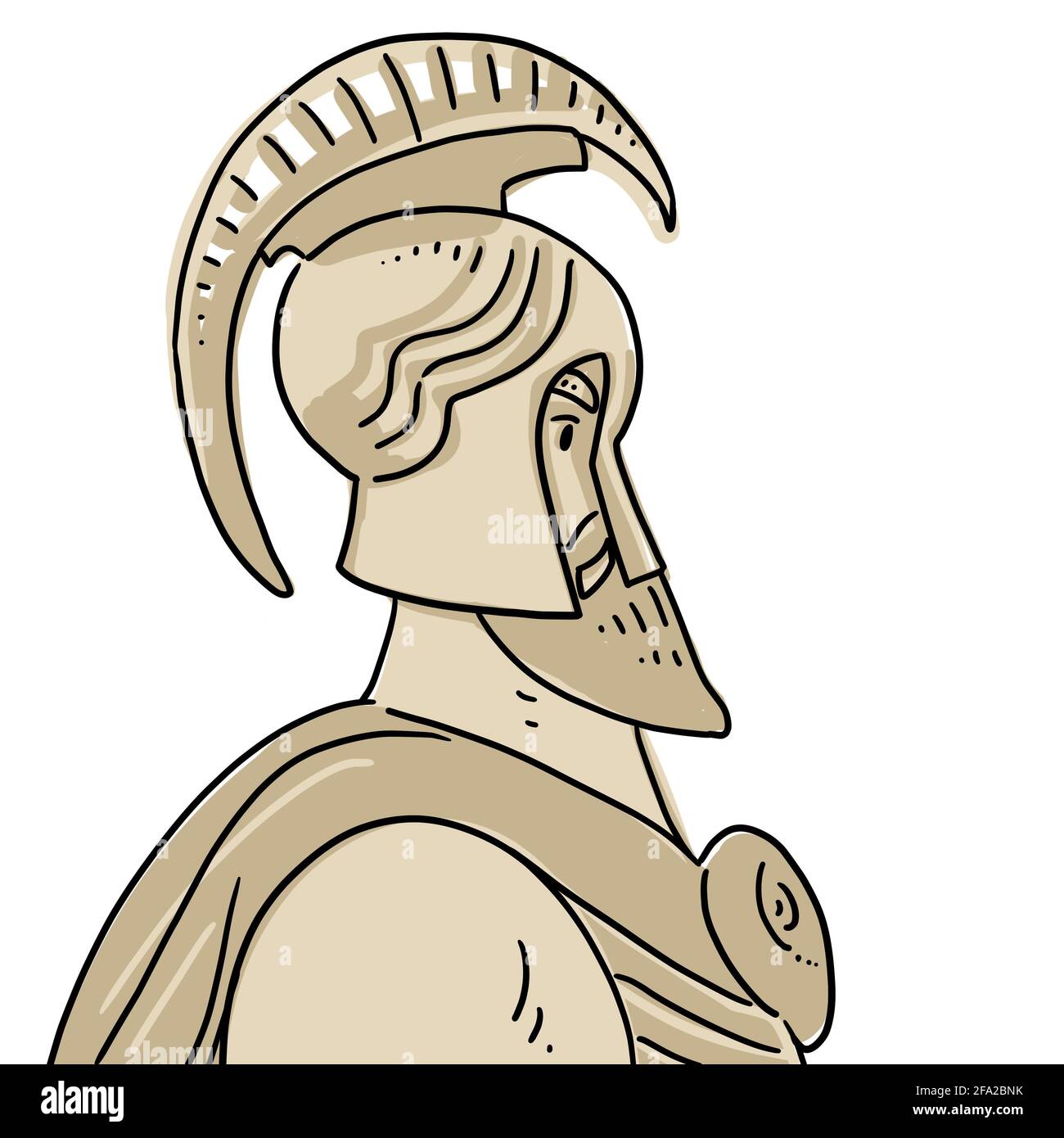 Illustration des altgriechischen spartanischen Soldaten. Stockfoto