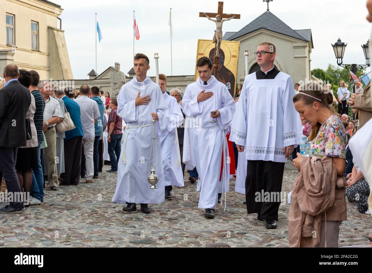 Chelm, Lubelskie, Polen - 07. September 2019: Feierlicher Ablass unter Teilnahme von Bischof Jozef Wrobel. Und den vielen Gläubigen Stockfoto
