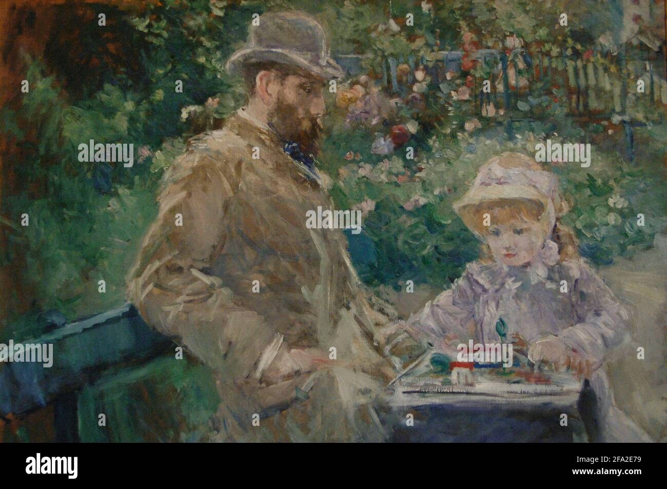 Berthe Morisot (1841-1895). Französischer impressionistischer Maler. Eugene Manet und seine Tochter im Garten von Bougival, 1881. Marmottan Monet Museum. Paris. Frankreich. Stockfoto