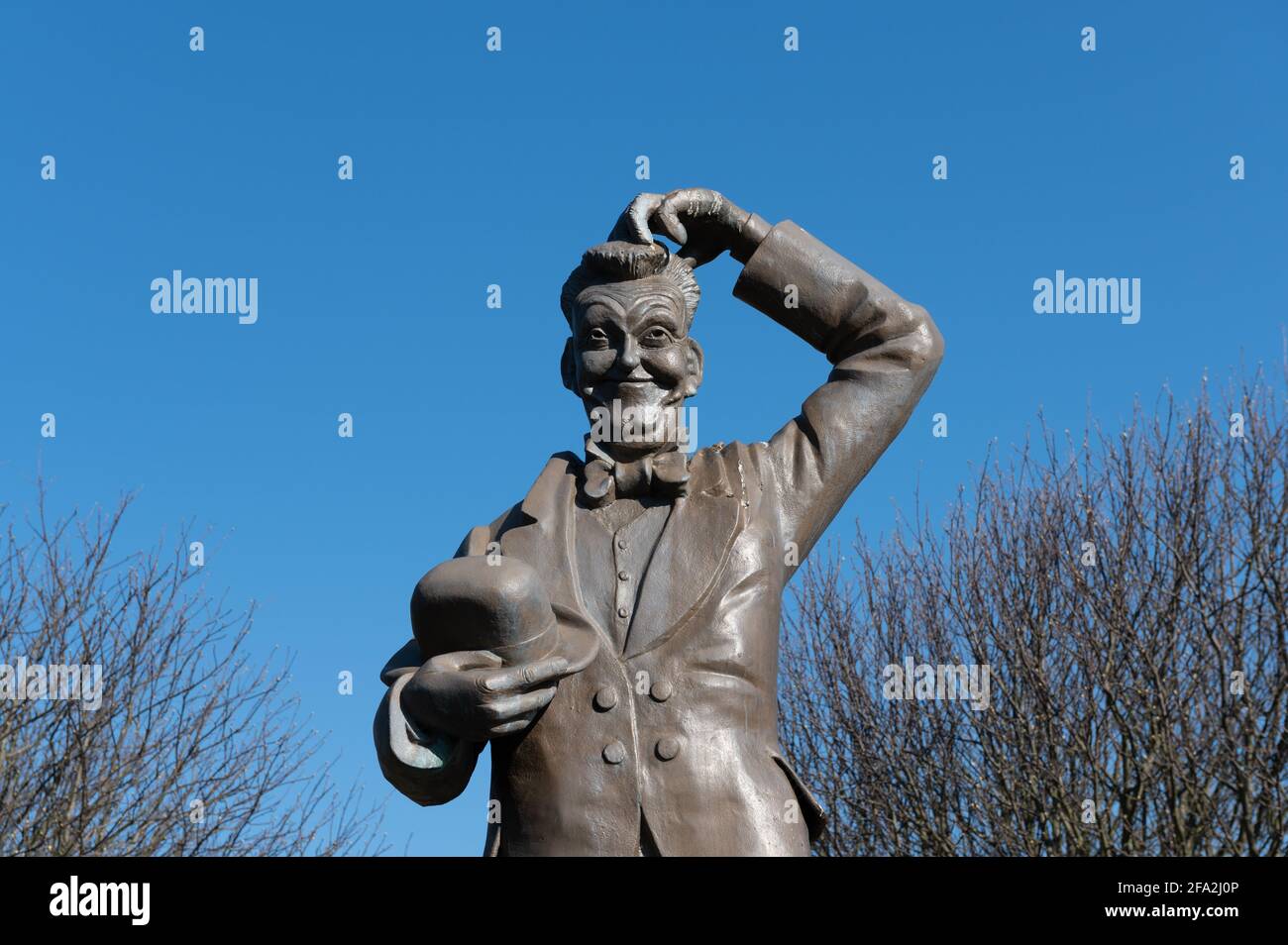 Stan Laurel Statue in Laurel Park, North Shields Tyne and Wear, Großbritannien Stockfoto