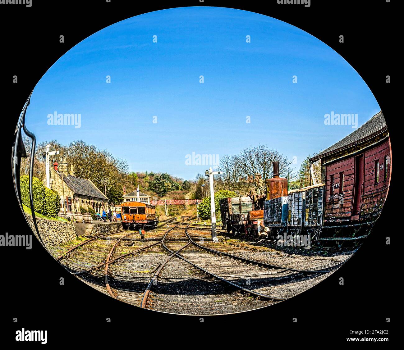 Dampfeisenbahn- und Güterbahnhof (Co Durham) Stockfoto
