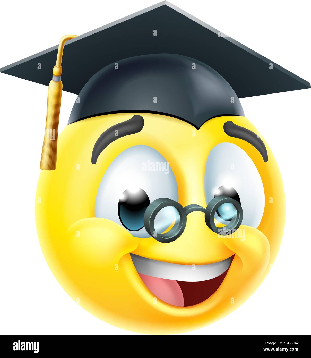 Diplom-Lehrer Emoticon Cartoon Face Symbol Stock Vektor