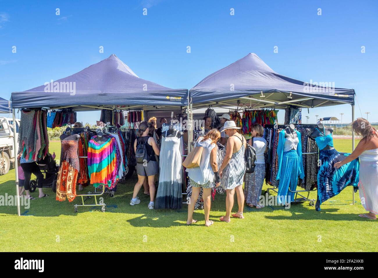 Stand auf dem Outdoor Market in Jurien Bay Western Australia Stockfoto