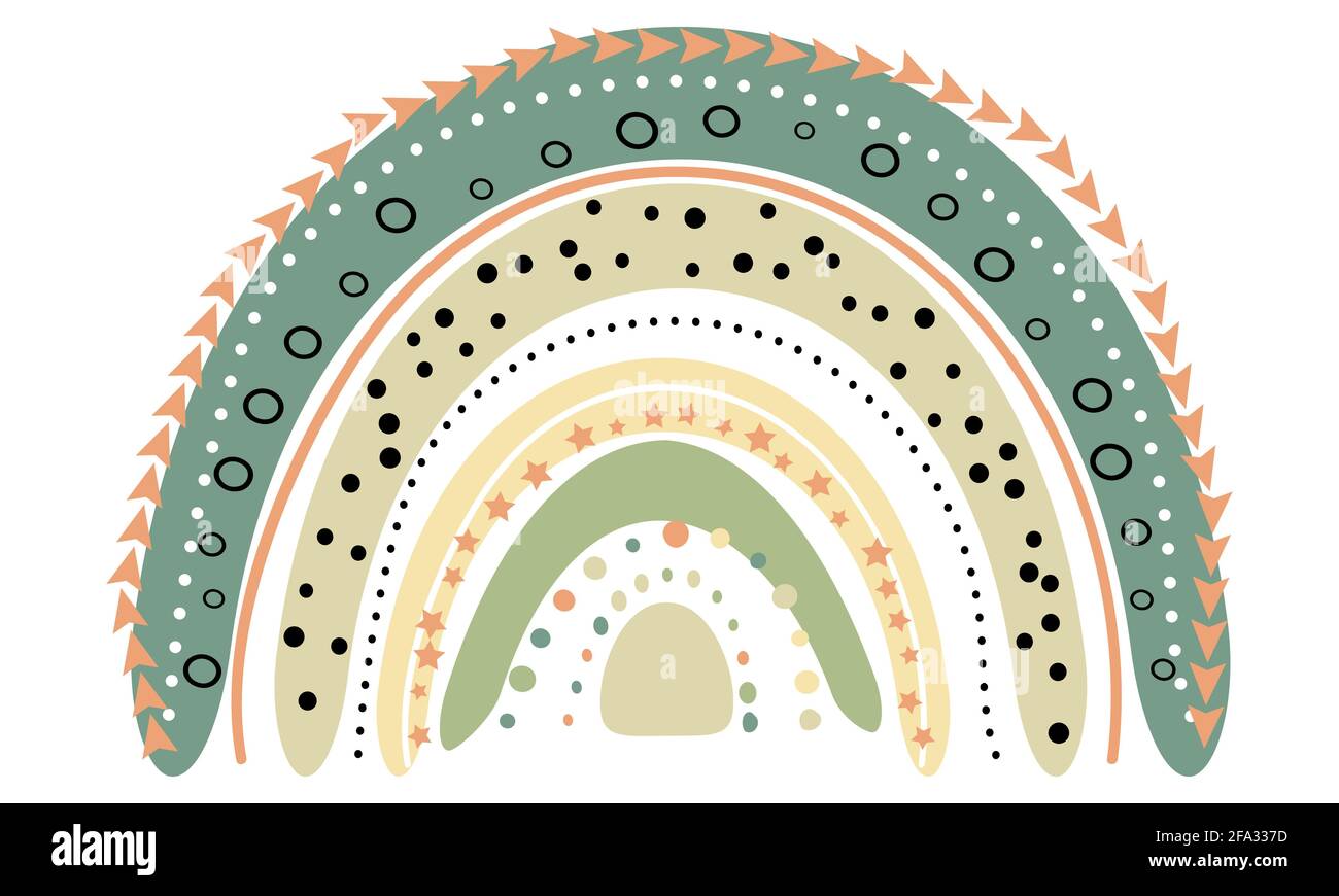 Süßer Regenbogen. Skandinavischer Stil. Aquarell Regenbogen isoliert. Vektorgrafik Stock Vektor