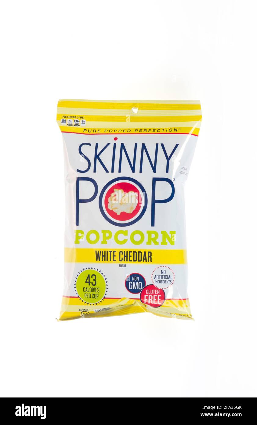 Skinny Pop Popcorn Bag Stockfoto