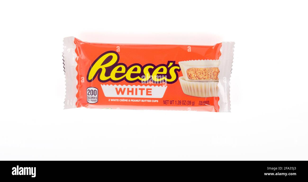 Reese’s White Chocolate Peanut Butter Cups Paket Stockfoto