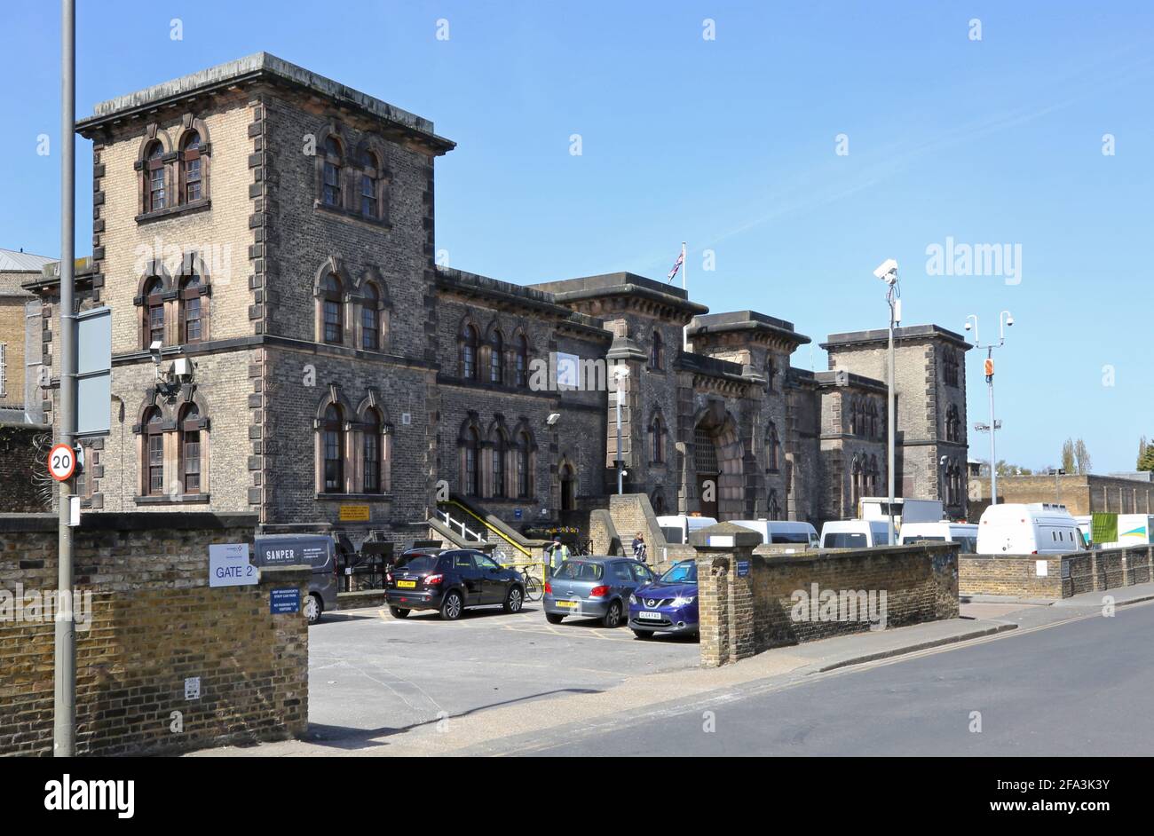 Wandsworth Prison, London, Großbritannien. Das viktorianische Gefängnis Catagory B beherbergt 1500 männliche Gefangene in einer wohlhabenden Gegend im Südwesten Londons. Stockfoto