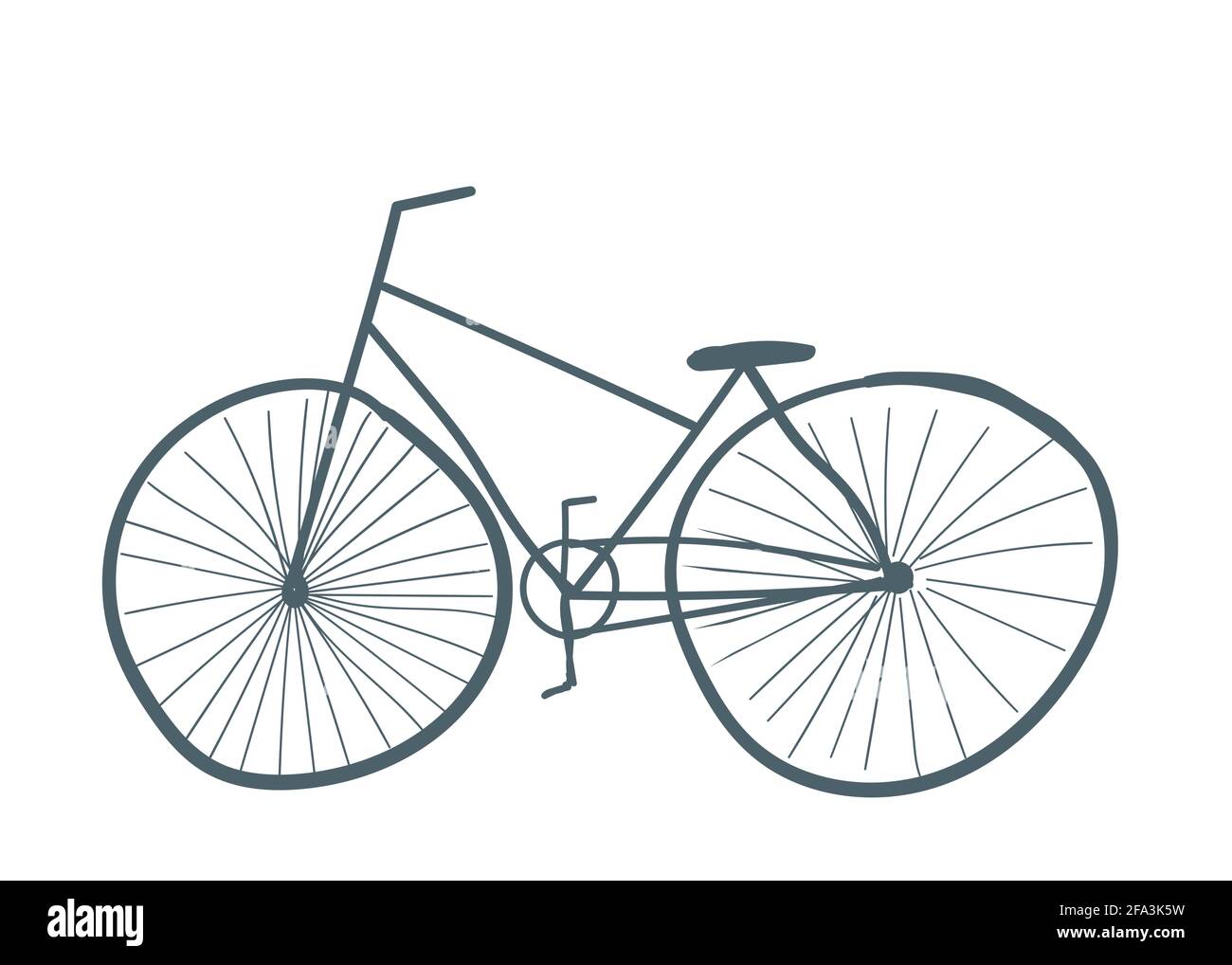 Graue Farbe Fahrrad. Isolierte Transport. Hand gezeichnet Cartoon-Stil,  Vektor-Illustration Stock-Vektorgrafik - Alamy