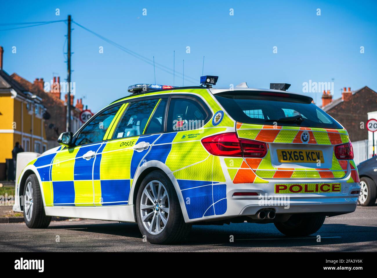 BMW Police Car UK, West Midlands Police, UK Cop Car, Verkehrspolizei Stockfoto