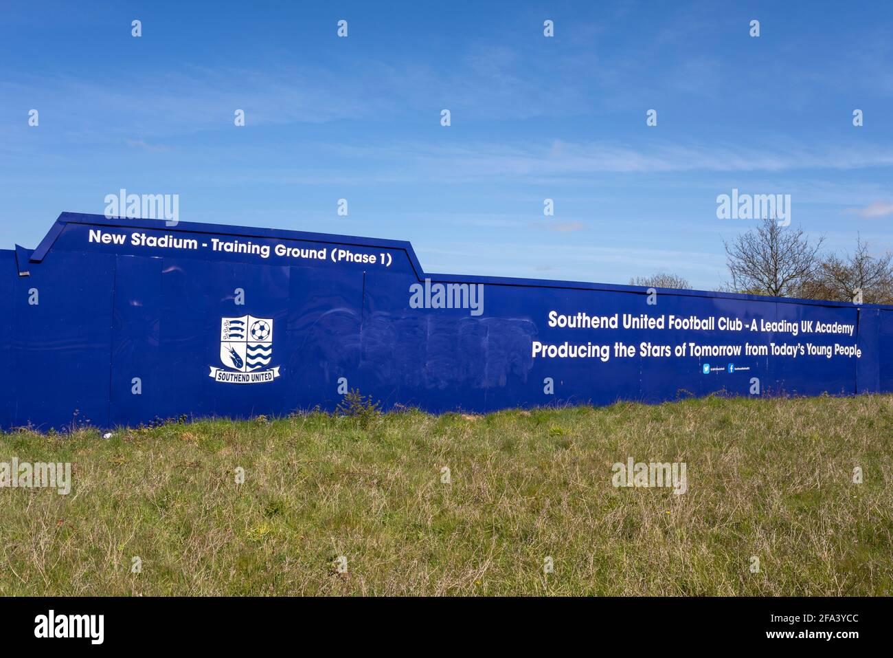 Baustelle um den geplanten Fußballverein Southend Utd herum, neues Stadion-Trainingsgelände in Fossetts Way, Fossetts Farm Stockfoto