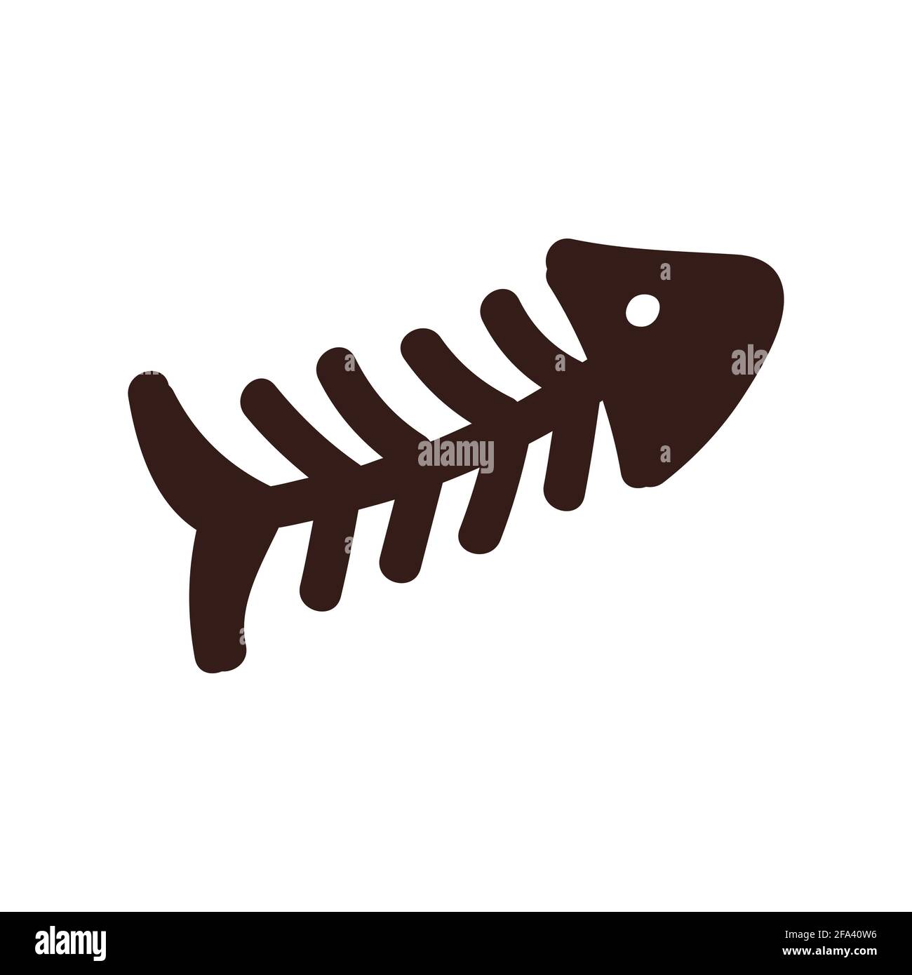 Abbildung eines schwarzen Fischknochens auf weißem Hintergrund, Vektordarstellung. Stock Vektor