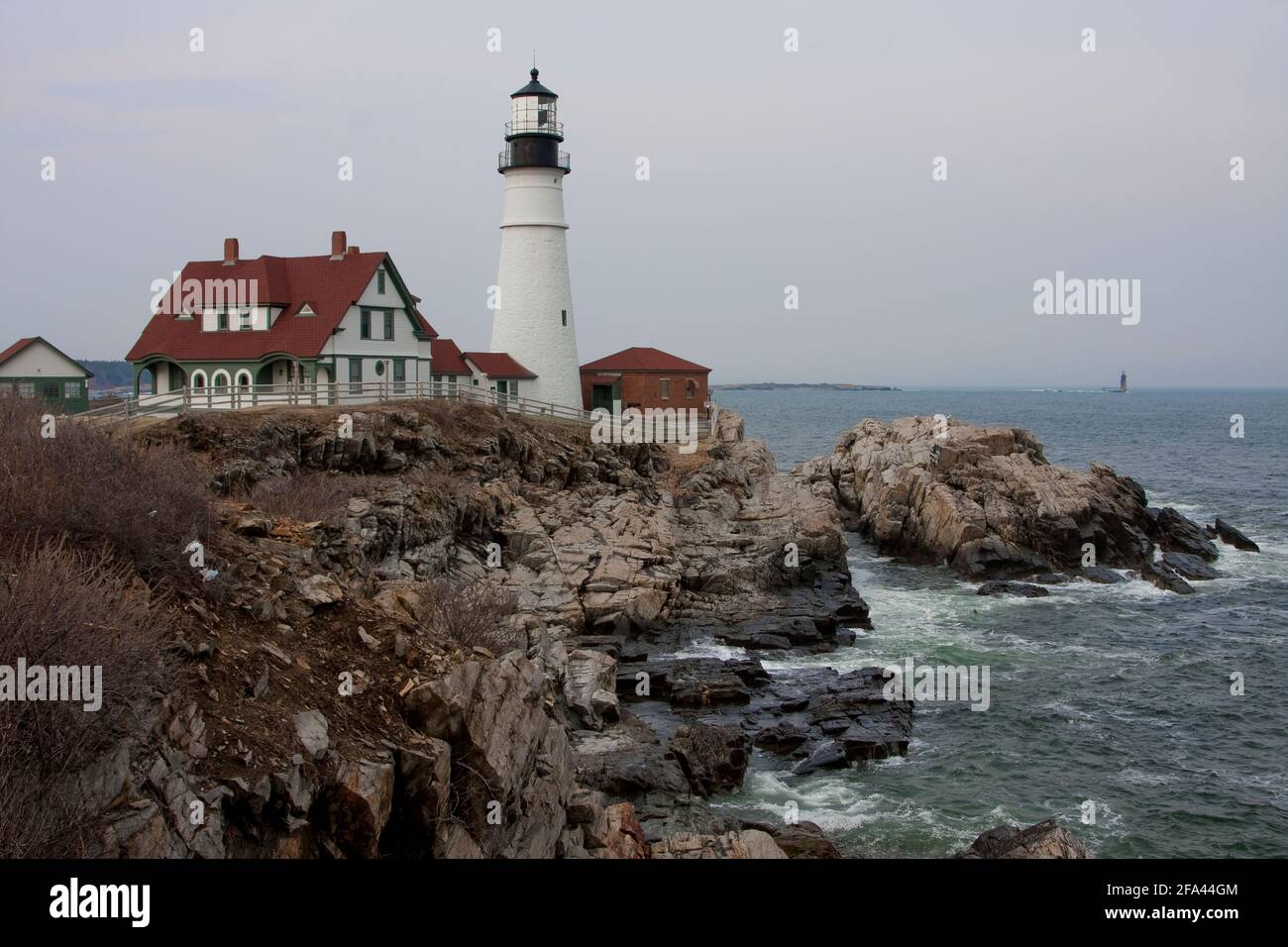 Portland Head Lighthouse, in der Stadt Cape Elizabeth, Maine, Casco Bay, und ist die Öffnung zum Portland Harbor. Stockfoto