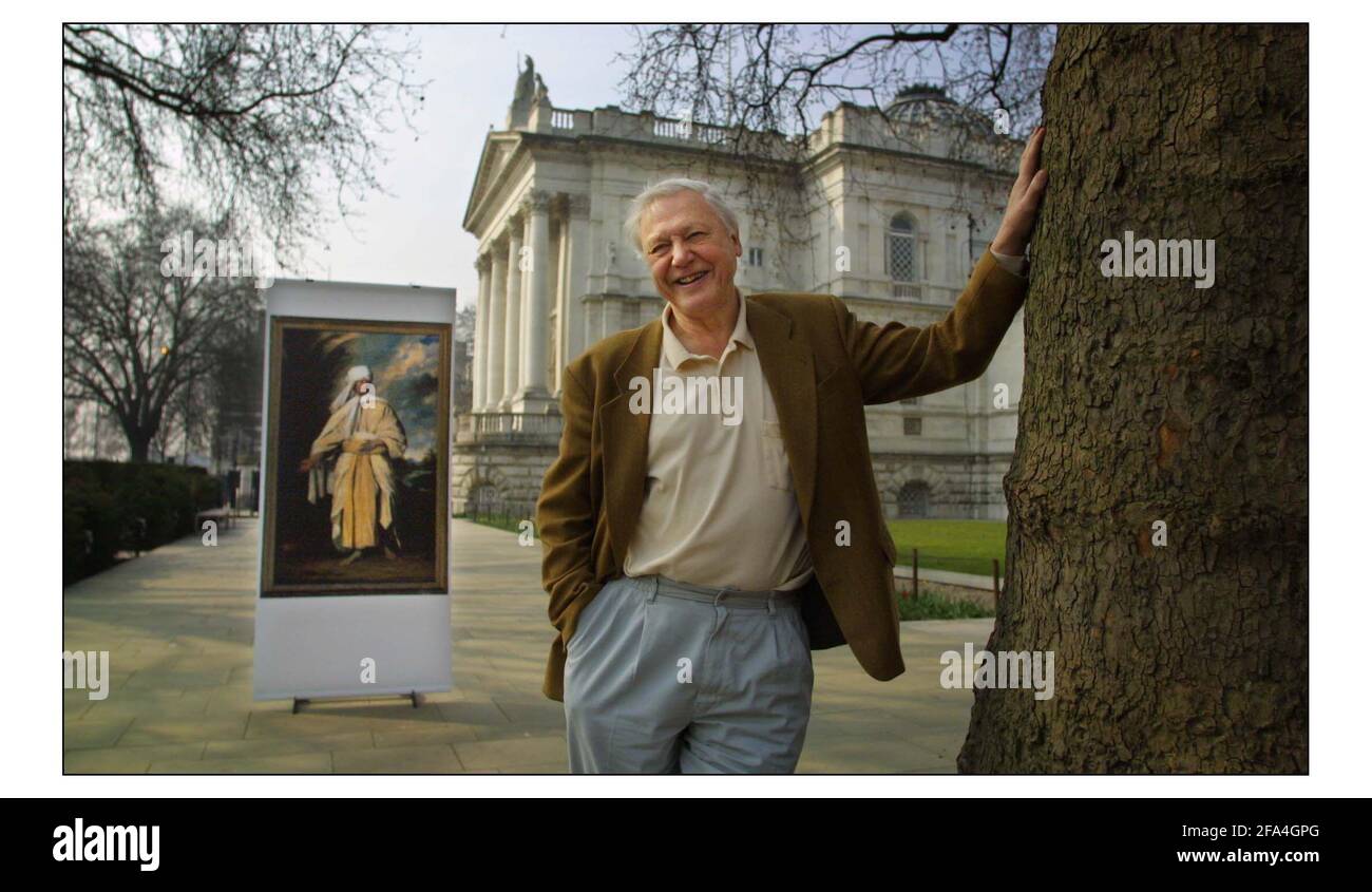 Sir David Attenborough, Vorsitzender des Art Funds Centenary Committee of Honor, ist am Vorabend der Veröffentlichung eines öffentlichen Appells zur Anhebung von 12,5 Millionen, um sicherzustellen, dass Sir John Reynolds großes Porträt von Omai für die Nation gerettet wird, eine aufregende Entwicklung, Da ein privater Mäzen den Wunsch geäußert hat, es der Tate möglich zu machen, das Werk zu erwerben. Der Wohltäter hat gebeten, anonym zu bleiben.pic David Sandison 26/3/2003 Stockfoto