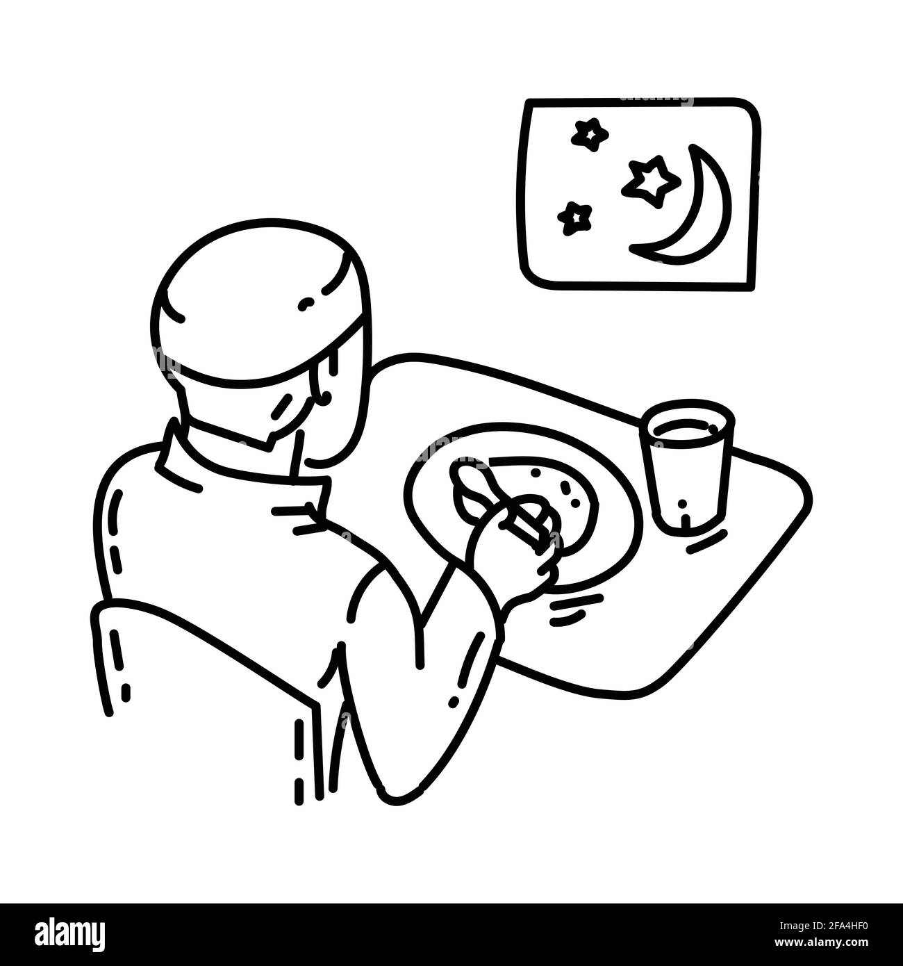 Suhoor-Symbol. Doodle Hand Drawn oder Outline Icon Style. Vektor Stock Vektor