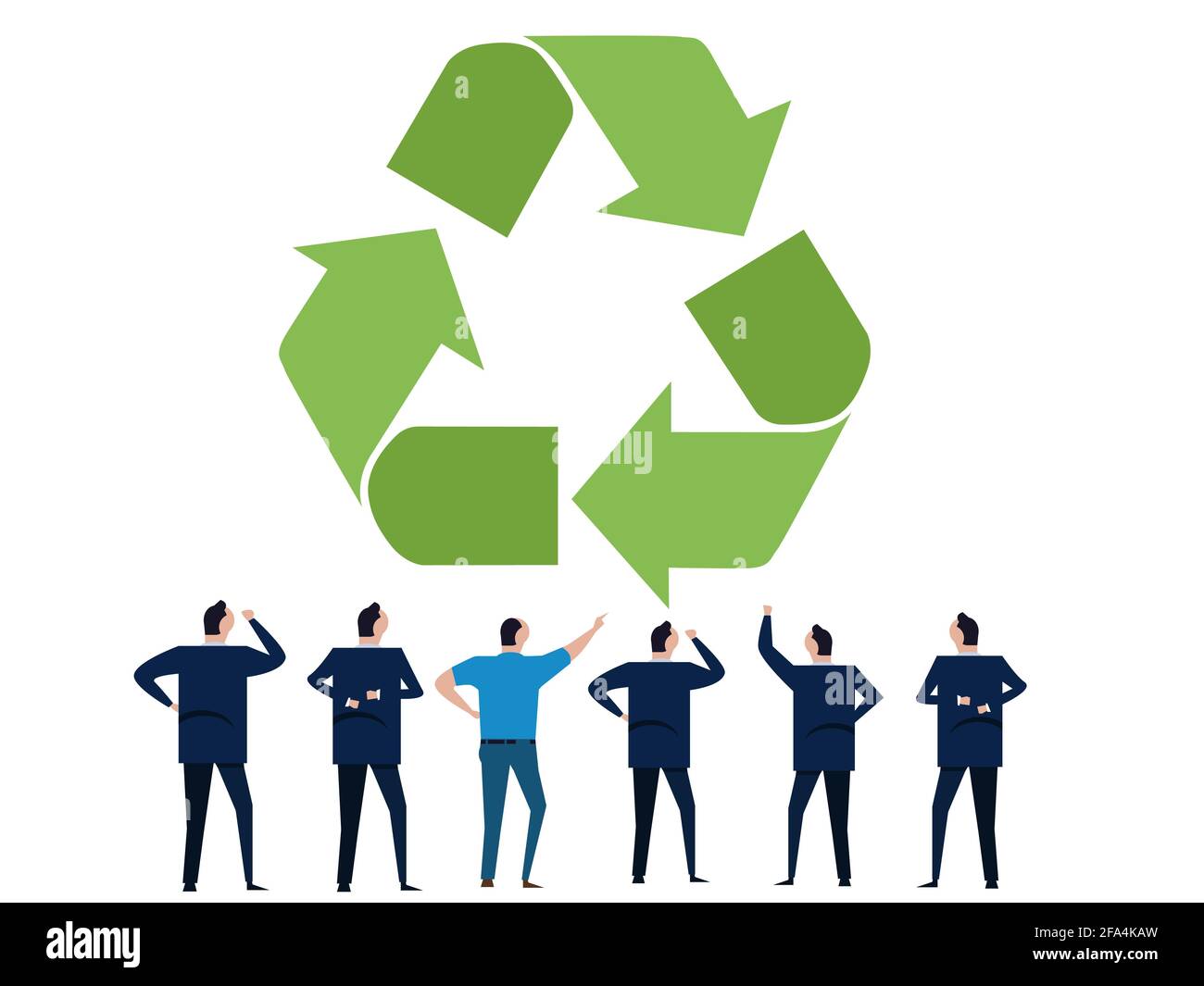 Menschen aus der Wirtschaft diskutieren Brainstorming Recycling Symbol des Recycle Eco Freundlicher Umweltschutz Stock Vektor