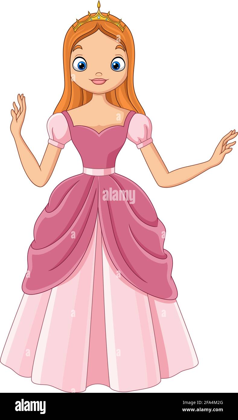 Cartoon schöne Prinzessin in rosa Kleid Stock-Vektorgrafik - Alamy