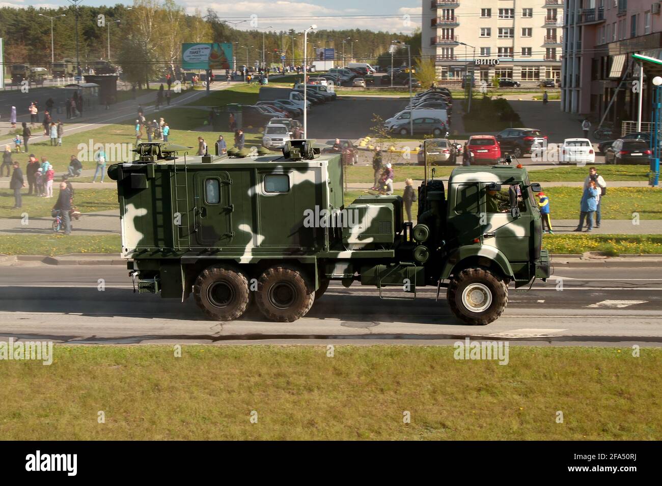 MINSK, WEISSRUSSLAND - 8. Mai 2020: Vorbereitung der Parade am Tag des Sieges. Stockfoto