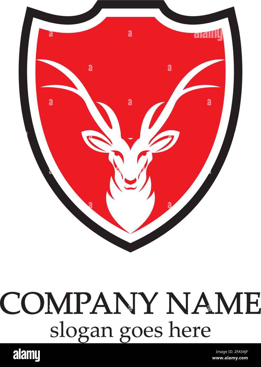 Hirschjäger mit Schild-Logo-Design, Wildtier-Vektor, Kopf Hirsch Illustration Stock Vektor