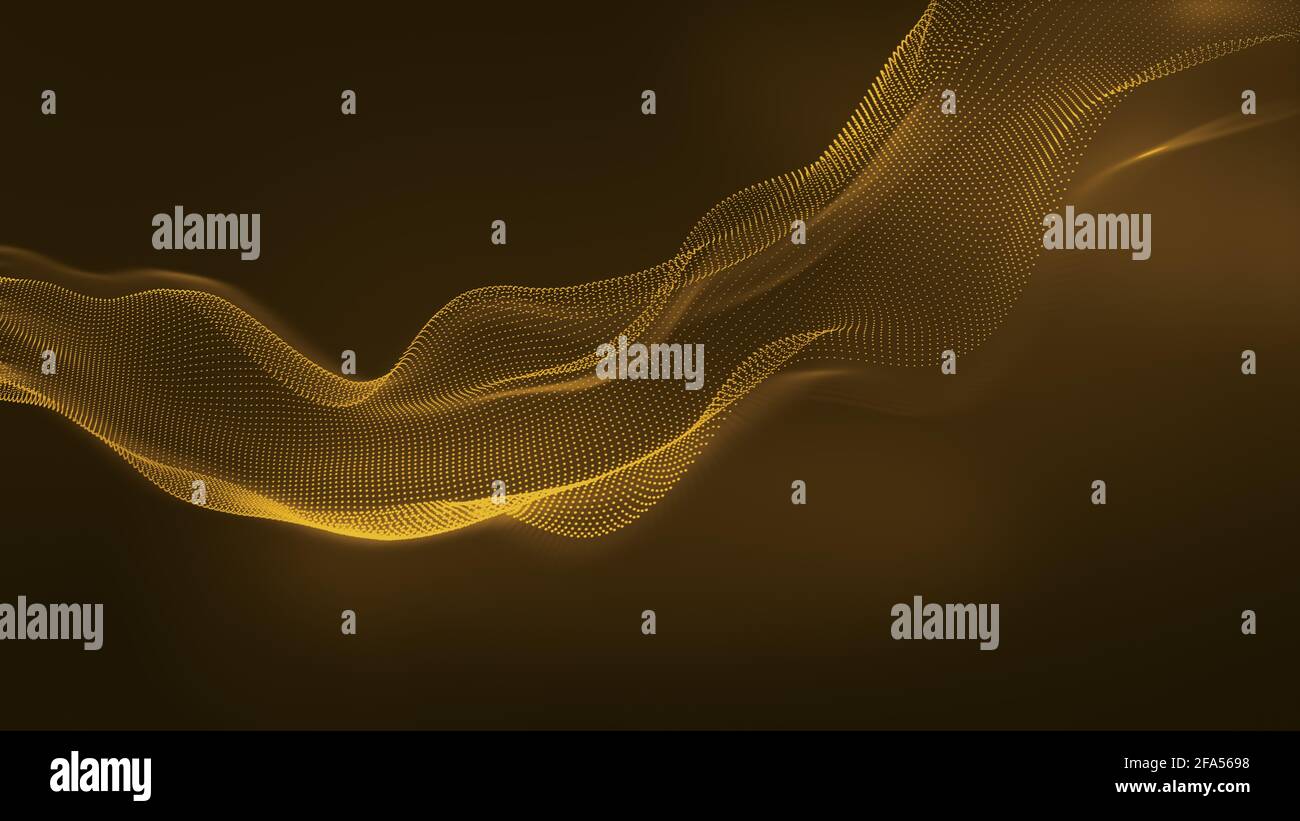 Abstrakt goldenen Glitzer Wellen Hintergrund. Dynamisches Design-Element für geometrische Technologie. 3d-Rendering. Stockfoto