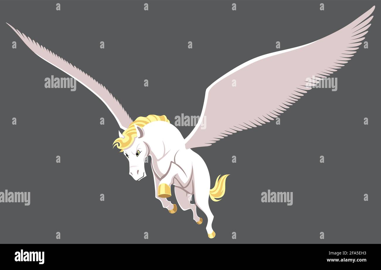 Pegasus Isoliert Fliegen Stock Vektor