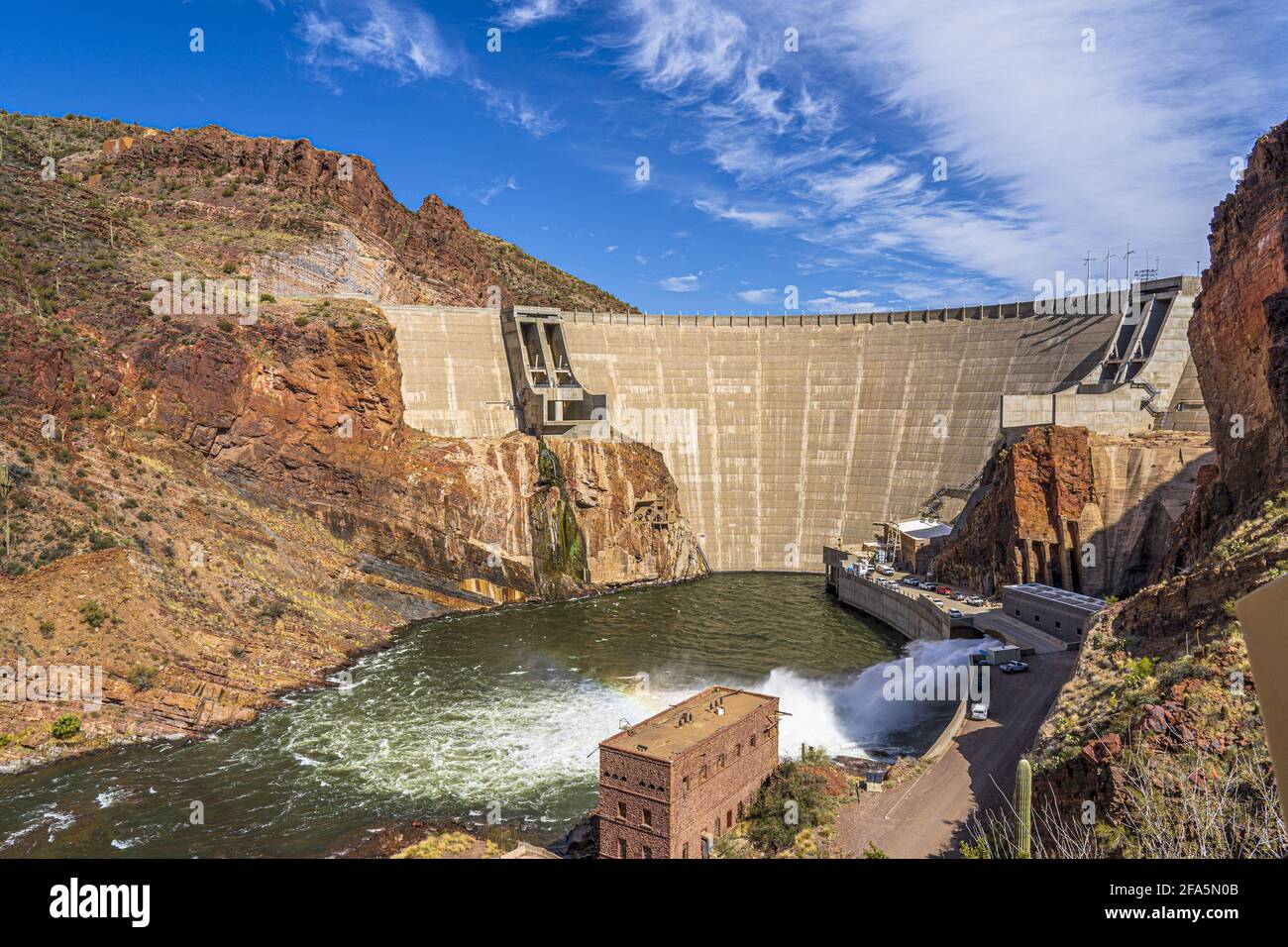 Roosevelt Dam am Salt River Stockfoto