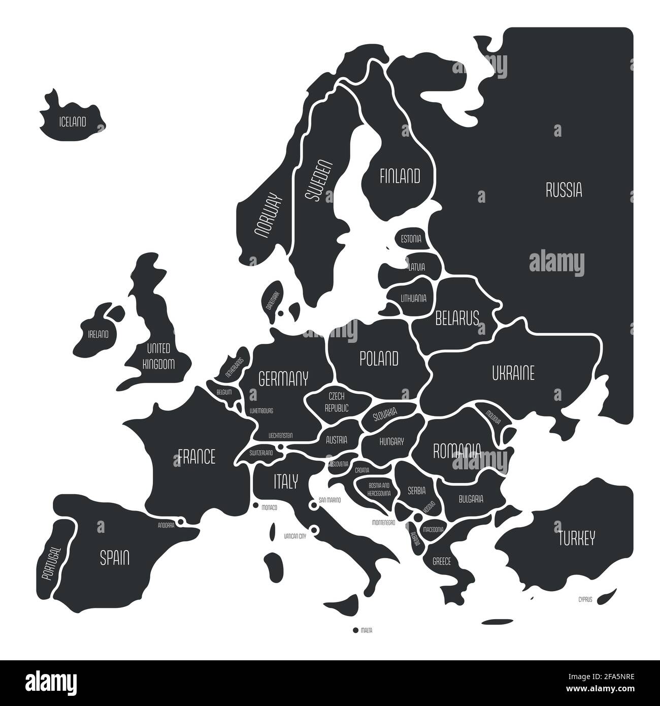 Vereinfachte, reibungslose Karte von Europa Stock Vektor