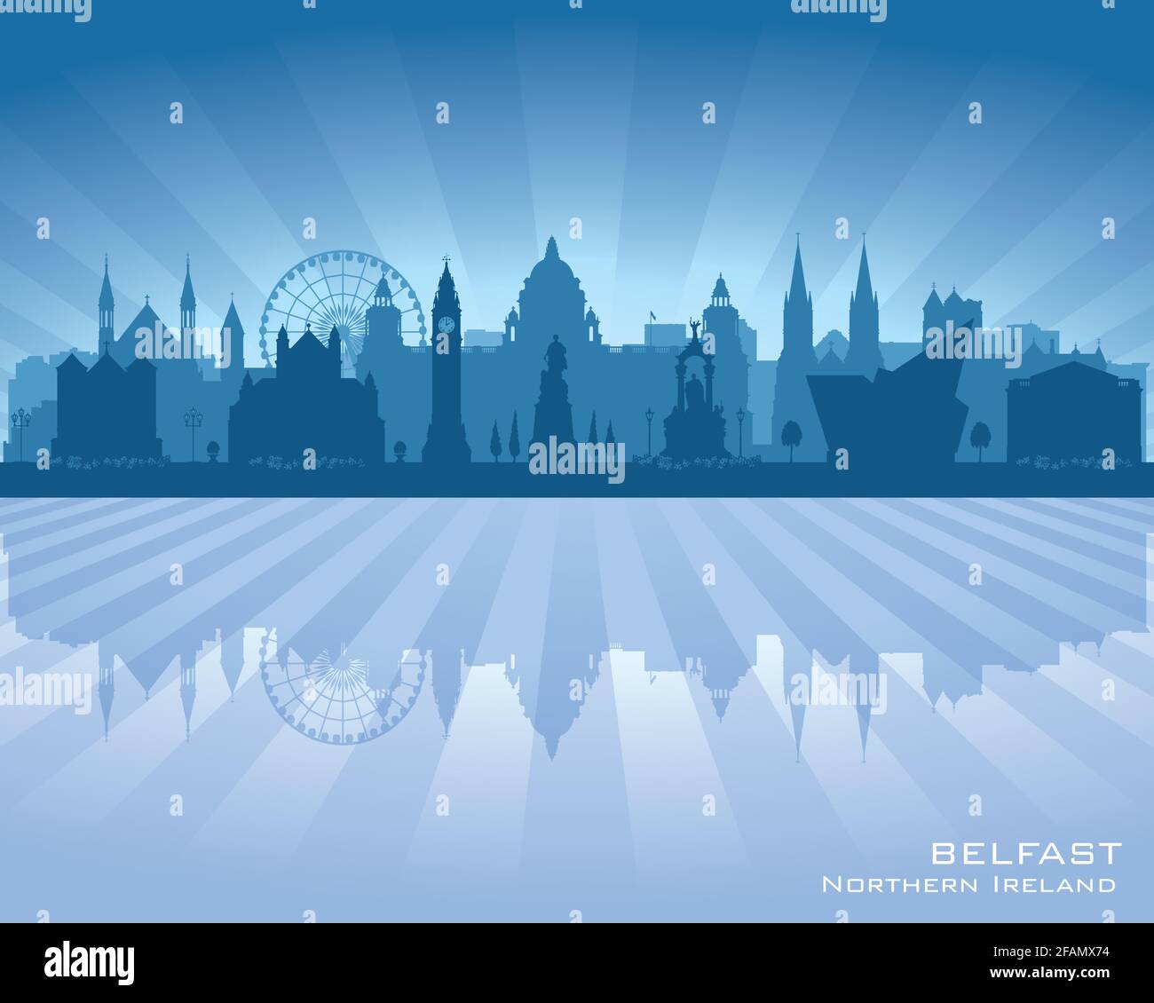 Belfast Northern Ireland City Skyline Vektor Silhouette Illustration Stock Vektor