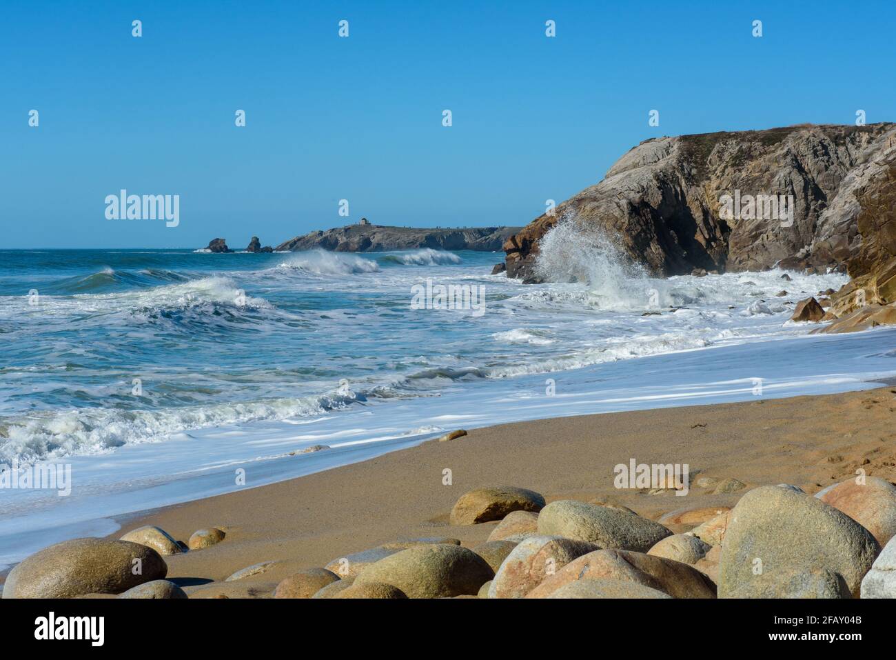 Der Strand von Quiberon an einem sonnigen Tag Stockfoto