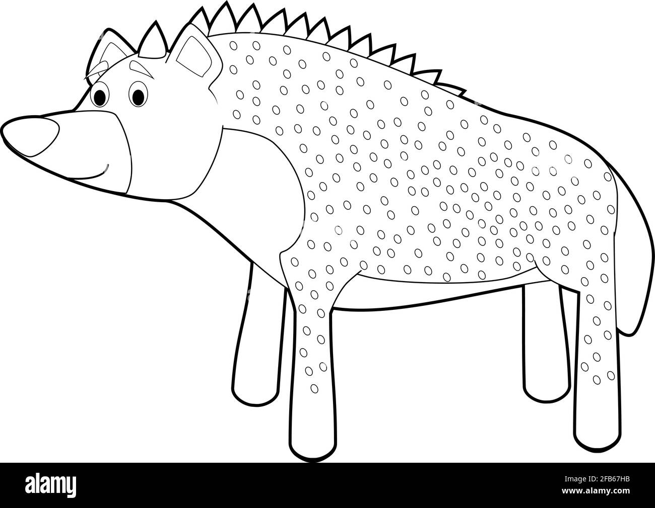 Einfache Malzeichnungen von Tieren für kleine Kinder: Hyäne Stock Vektor