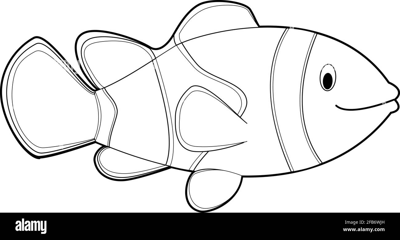 Einfache Malzeichnungen von Tieren für kleine Kinder: Clownfische Stock Vektor