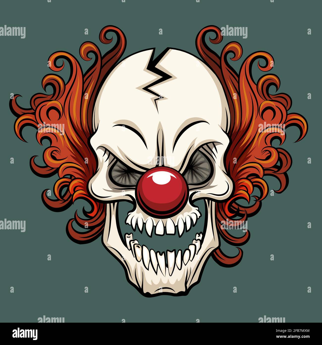 Vektor böse Clown. Clown beängstigend, halloween Clown Monster, Joker Clown Charakter Illustration Stock Vektor