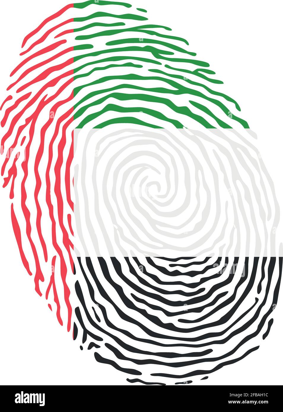 Fingerabdruck-Vektor mit der Nationalflagge von United Arab gefärbt Emirates Stock Vektor