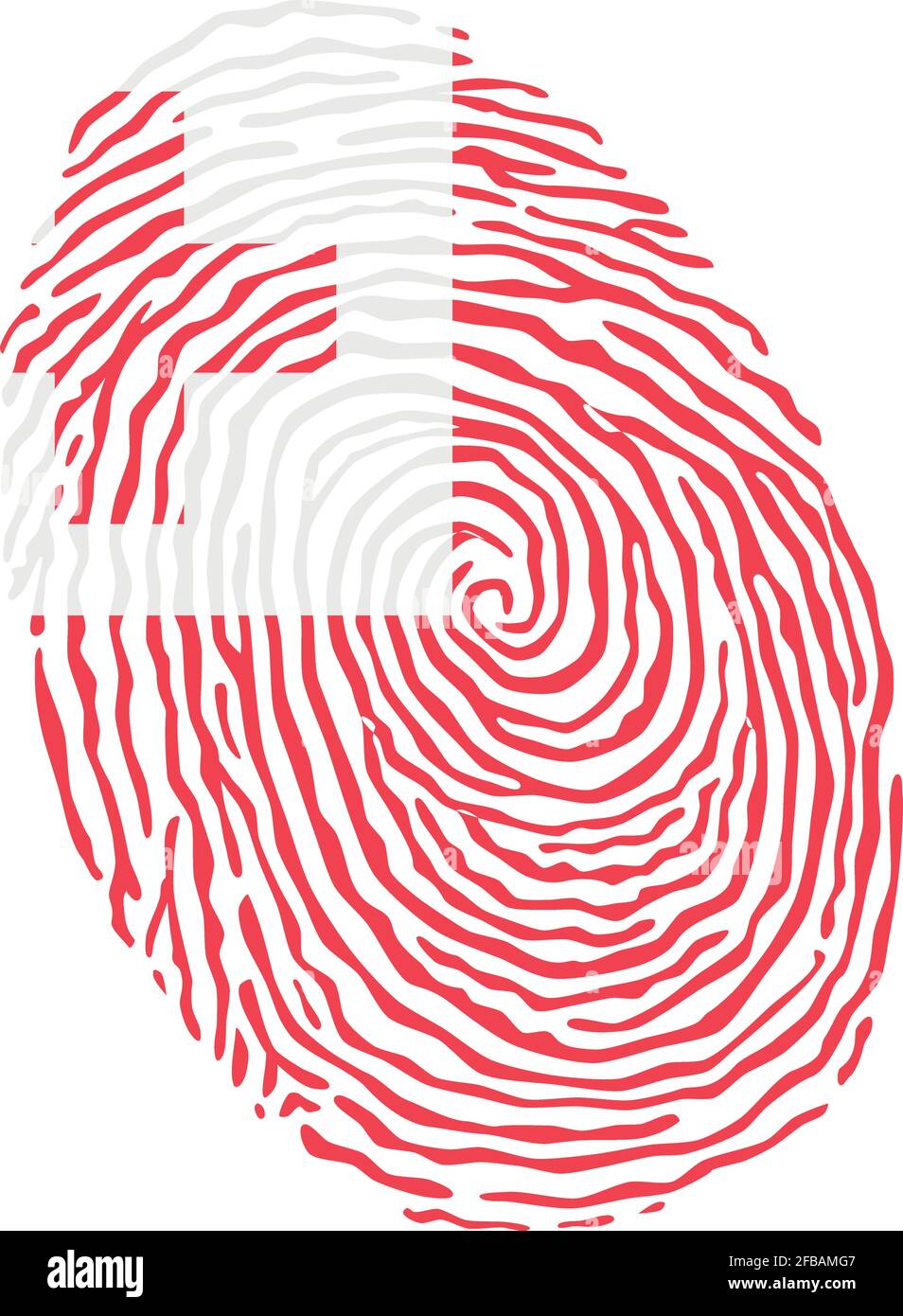 Fingerabdruck-Vektor mit der Nationalflagge von Tonga gefärbt Stock Vektor