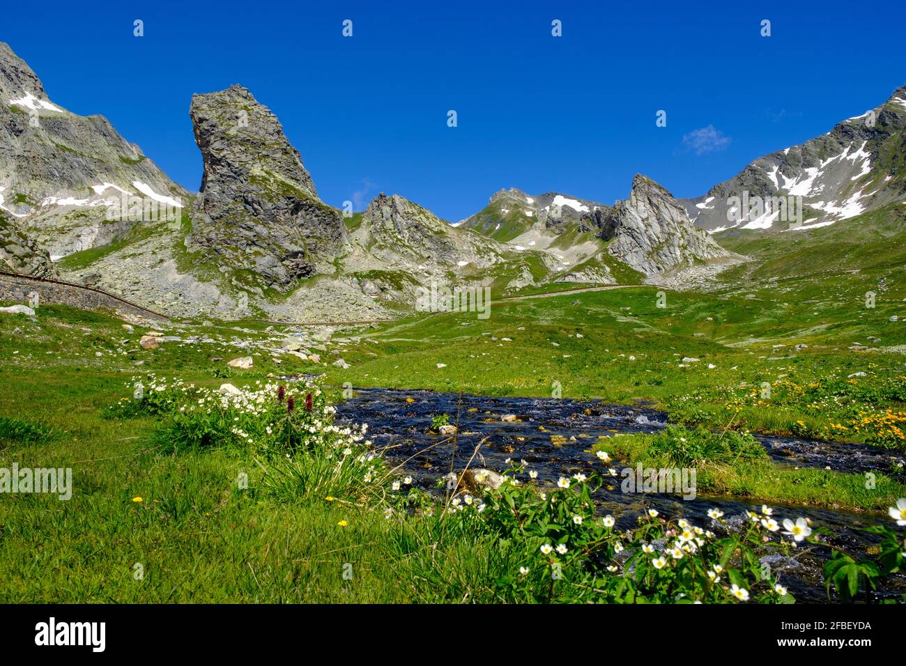Italien, Aostatal, Bach im Valle del Gran San Bernardo Stockfoto