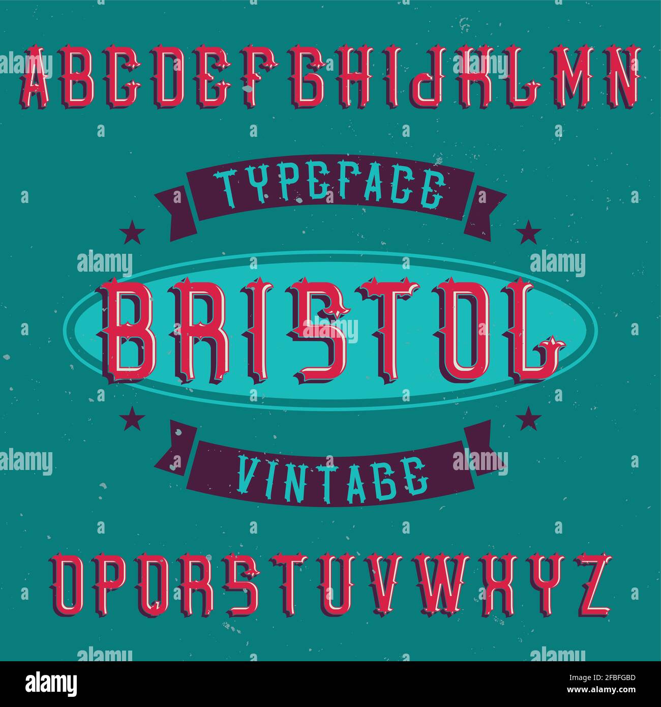 Vintage Label Schriftart namens Bristol. Gut in jeder kreativen Etiketten zu verwenden. Stock Vektor