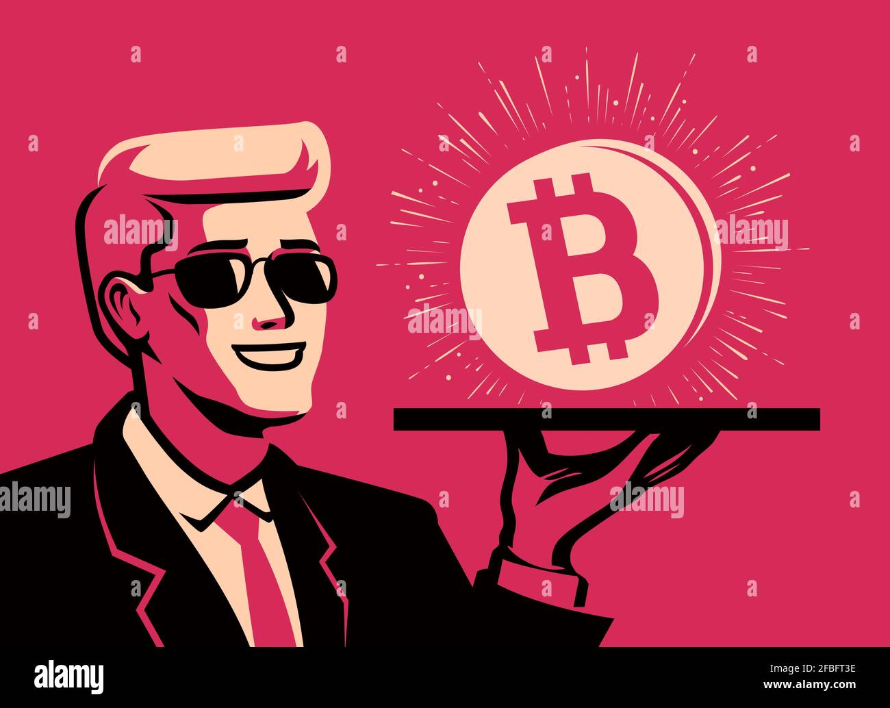 Bitcoin-Kryptowährung. Finanzierung, Investitionskonzept. Blockchain-Vektor-Illustration Stock Vektor