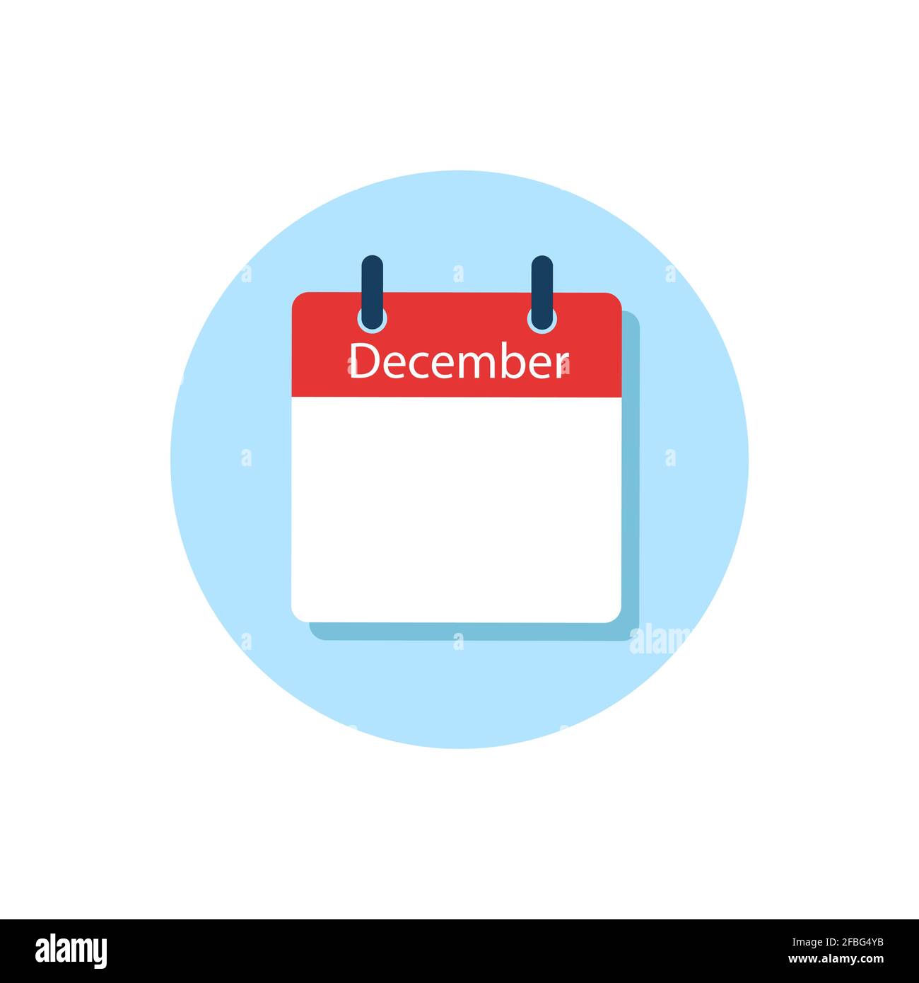 Weißes Tageskalender Symbol Dezember in einem flachen Design-Stil. Einfache Bearbeitung isolierter Vektor Illustration. Stock Vektor