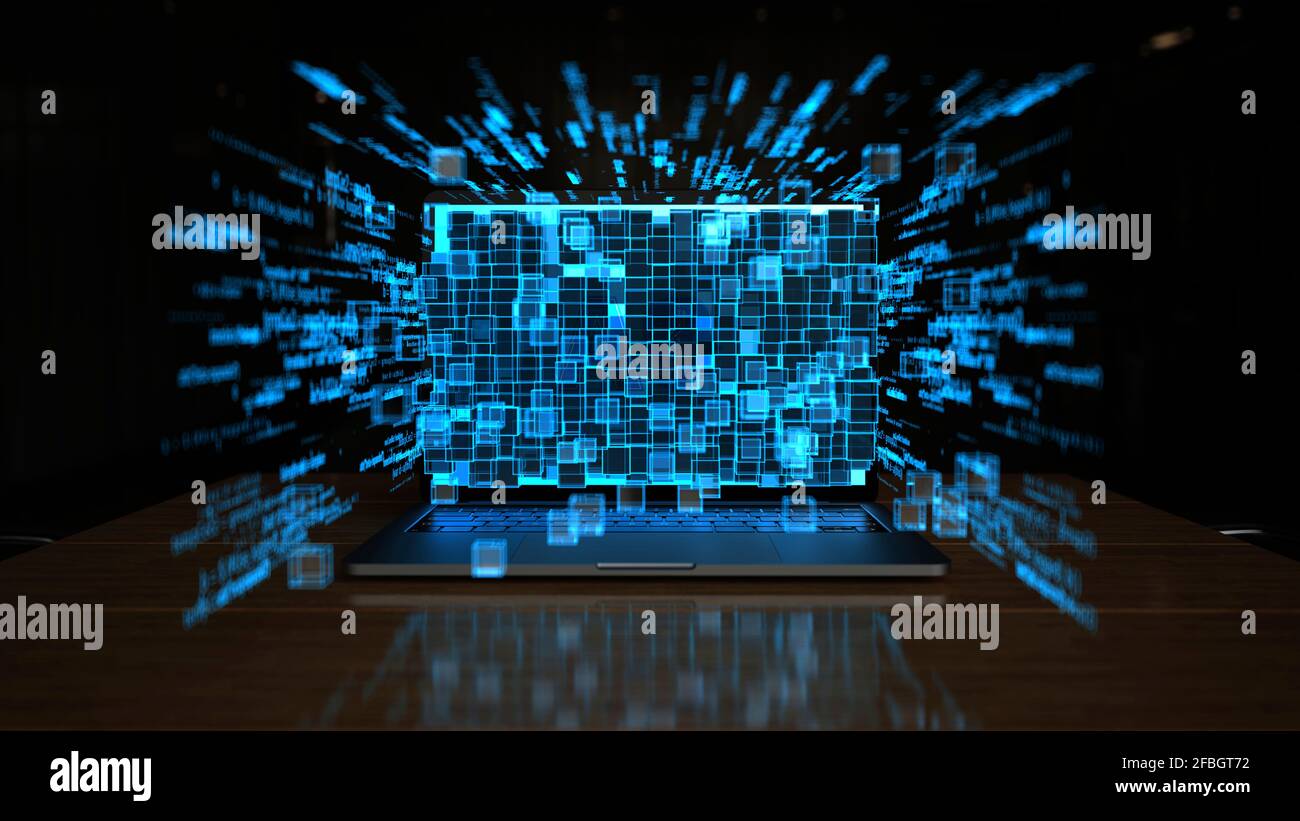 3D-Illustration des Einsatzes von KI in Unternehmen Stockfoto