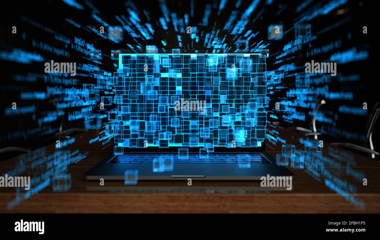 3D-Illustration des Einsatzes von KI in Unternehmen Stockfoto