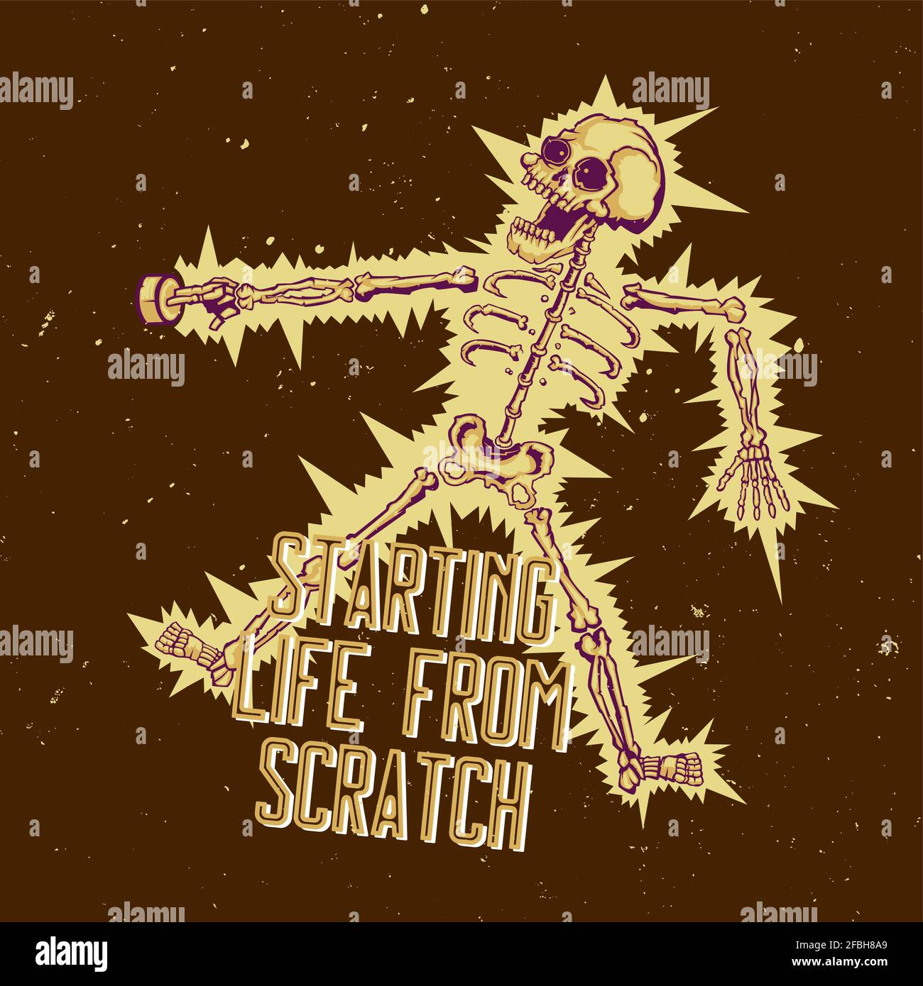 T-Shirt oder Poster-Design mit Darstellung von Elektroschock-Skelett  Stock-Vektorgrafik - Alamy