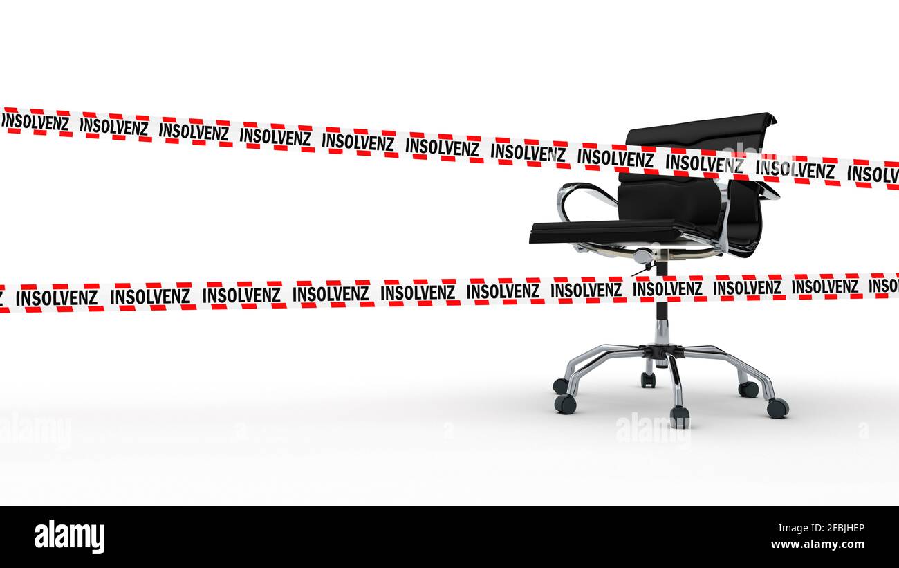 Drehstuhl hinter Band in insolvent comapny Stockfoto