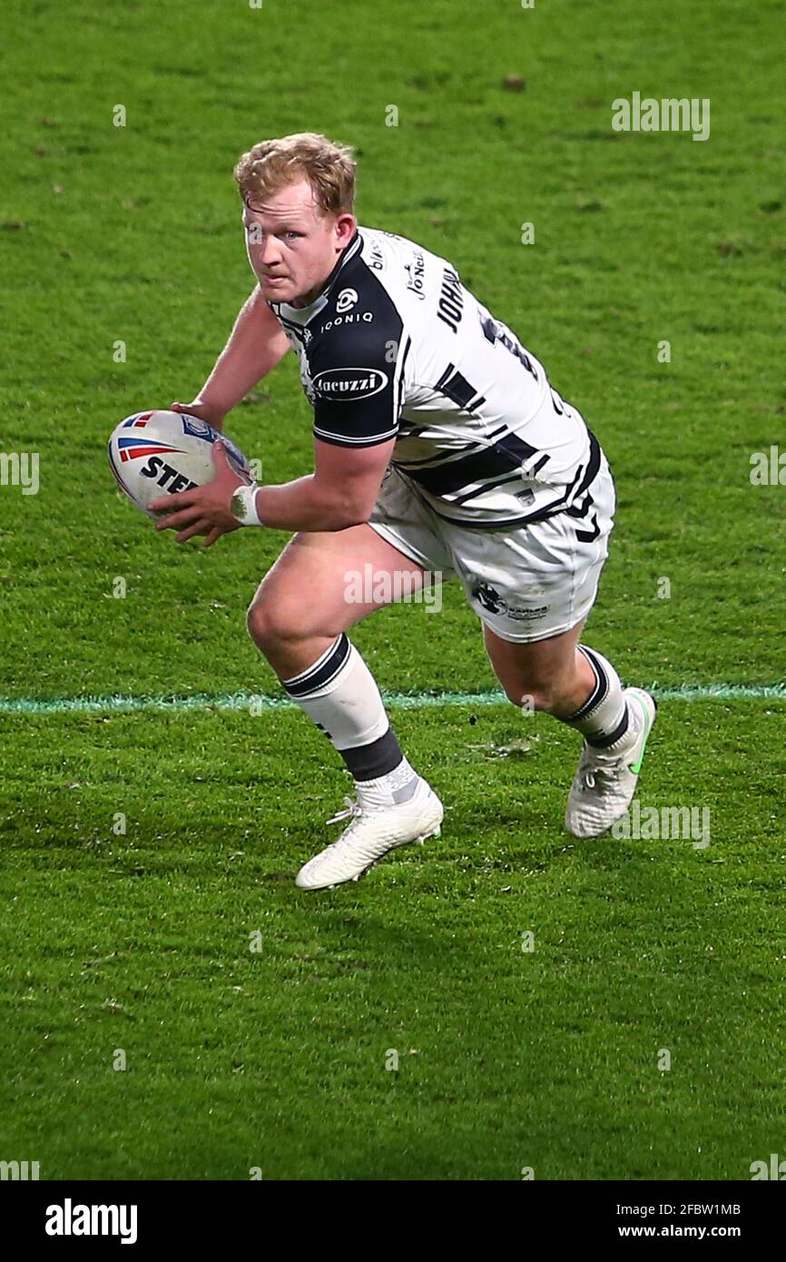 Hull, England. Freitag, 23. April 2021. Jordan Johnstone of Hull FC während des Betfred Super League-Spiels zwischen Hull FC und Wakefield Trinity im KCOM Stadium. (Ashley Allen/Alamy Live News. Stockfoto