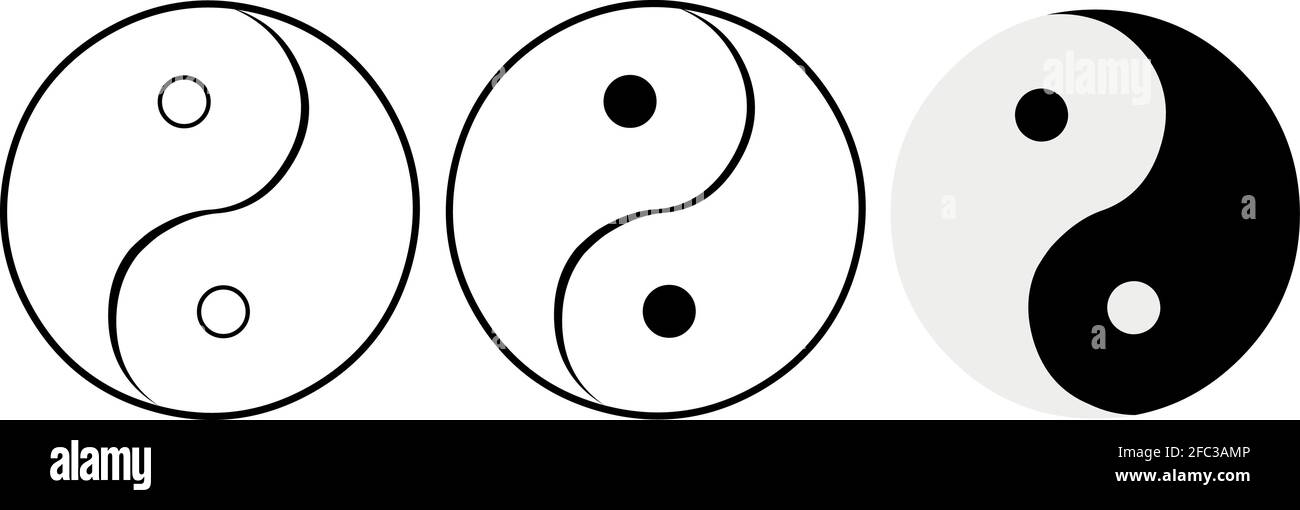 Vektordarstellung verschiedener Designs des Yin Yang-Symbols Stock Vektor