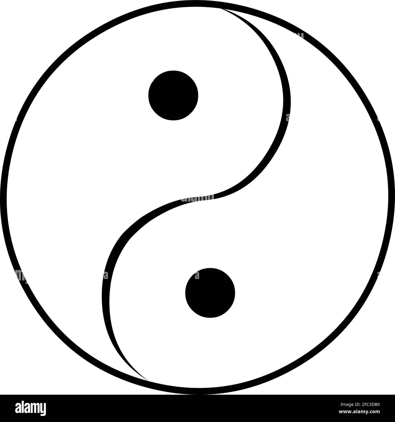 Vektordarstellung der Umrisse des Yin Yang-Symbols Stock Vektor
