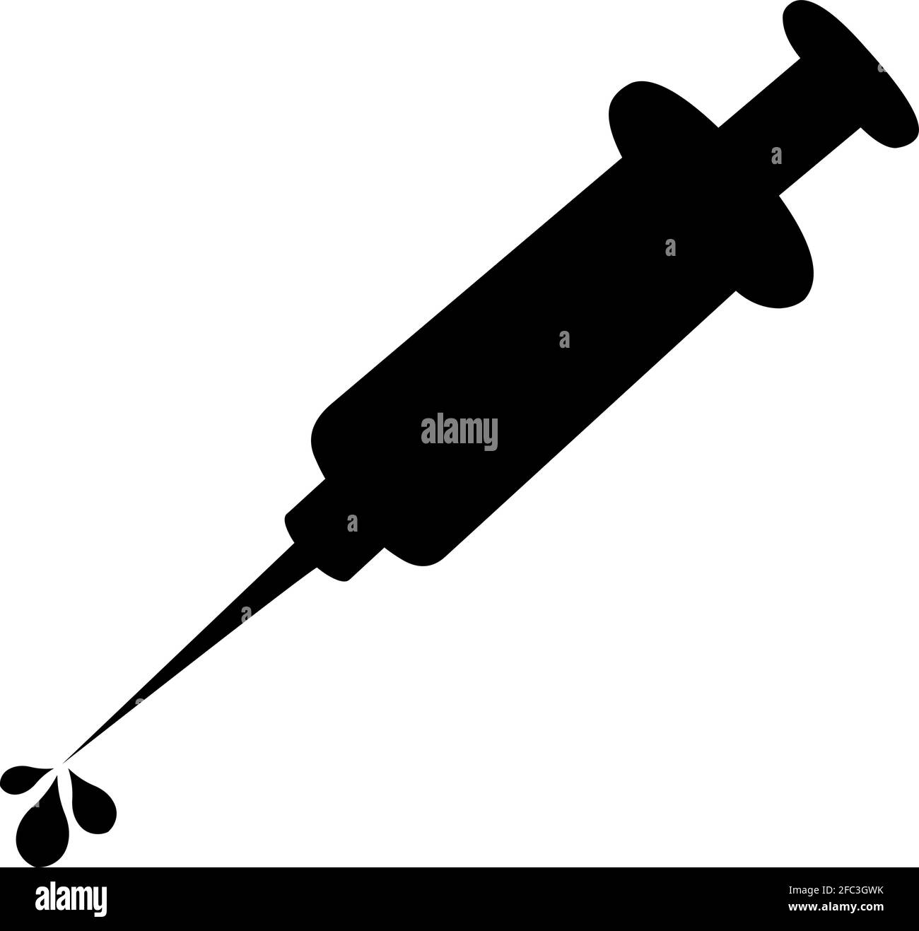 Vektordarstellung einer schwarzen Silhouette einer Spritze Stock Vektor