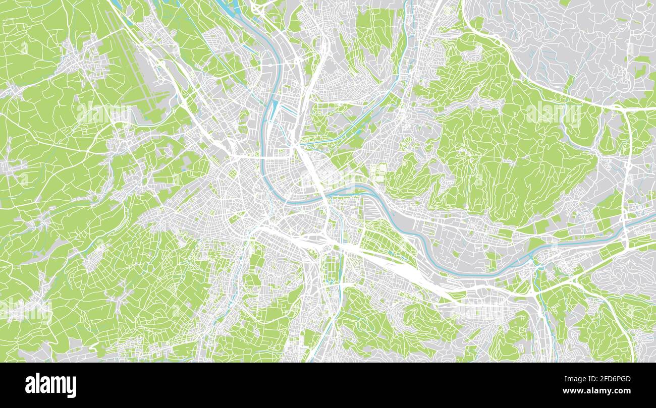 Städtischer Vektor Stadtplan von Basel, Schweiz, Europa Stock Vektor