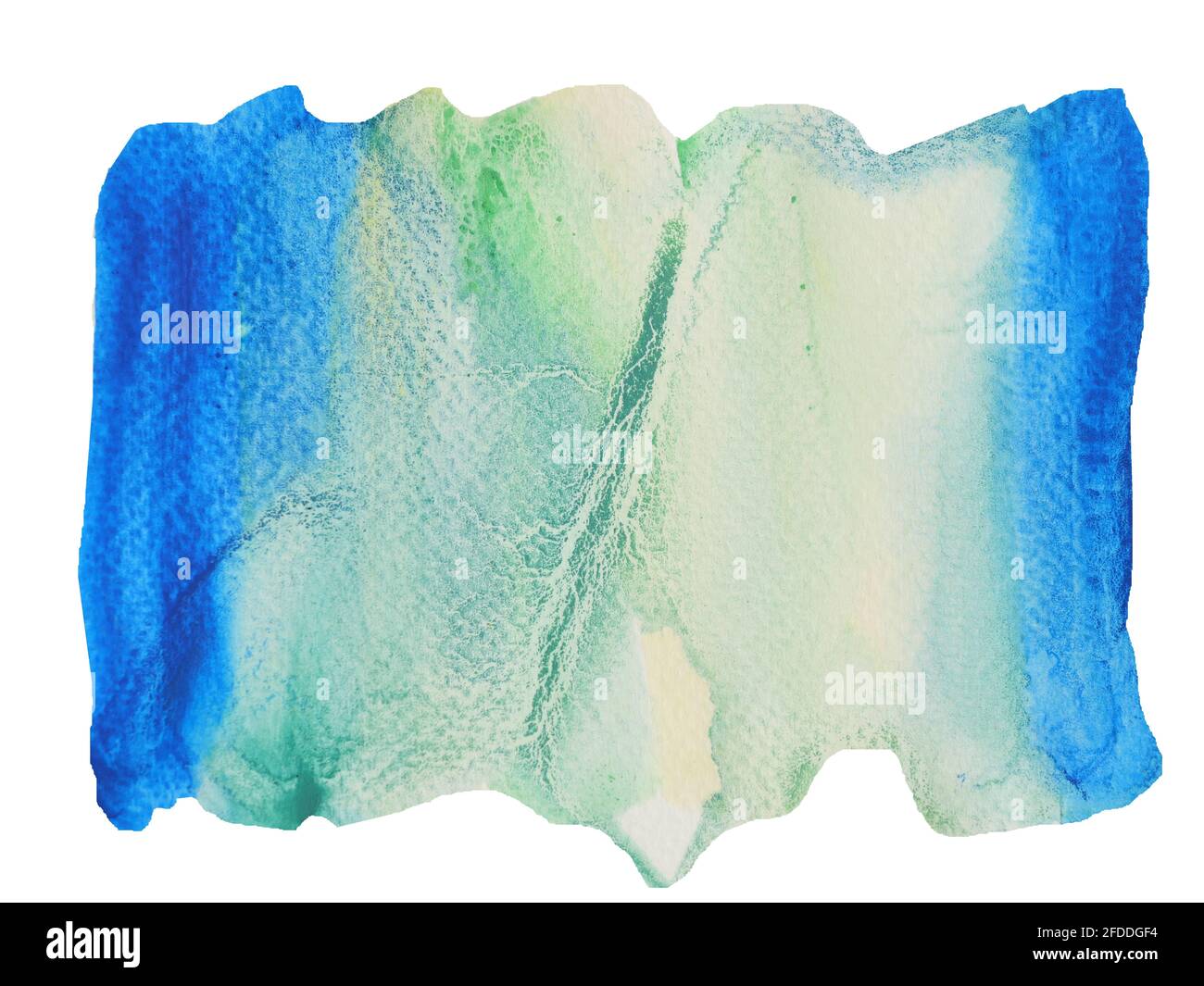 Farbverlauf von blau bis grün auf weißer Oberfläche, Illustration abstrakter und heller Hintergrund aus Aquarell-Handzeichnungen auf Papier Stockfoto