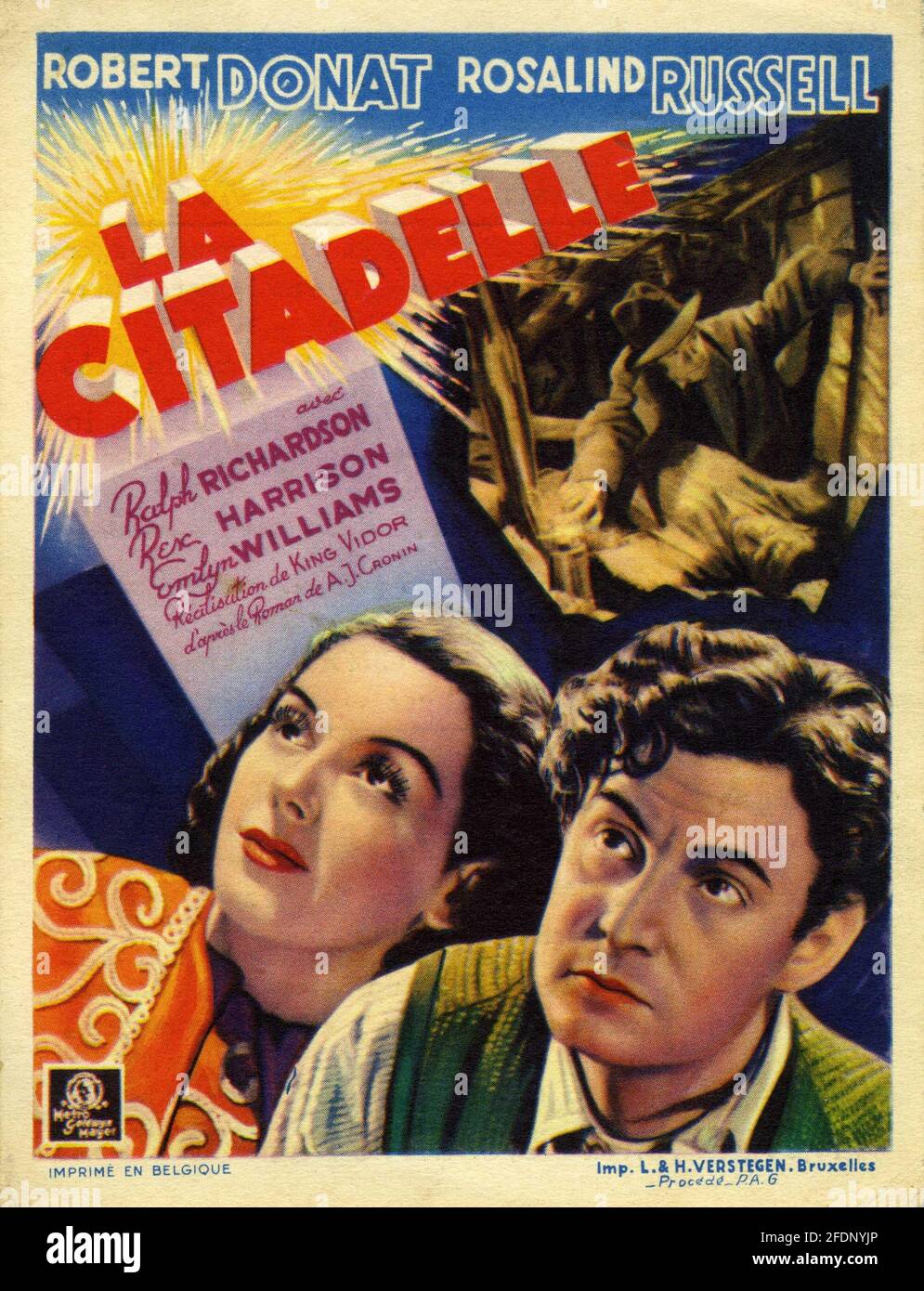 ROBERT DONAT und ROSALIND RUSSELL in DER ZITADELLE 1938 Regisseur KING VIDOR Roman A.J. Cronin Drehbuch Ian Dalrymple Frank Wead und Elizabeth Hill zusätzlicher Dialog Emlyn Williams Produzent Victor Saville Metro Goldwyn Mayer British Studios Stockfoto