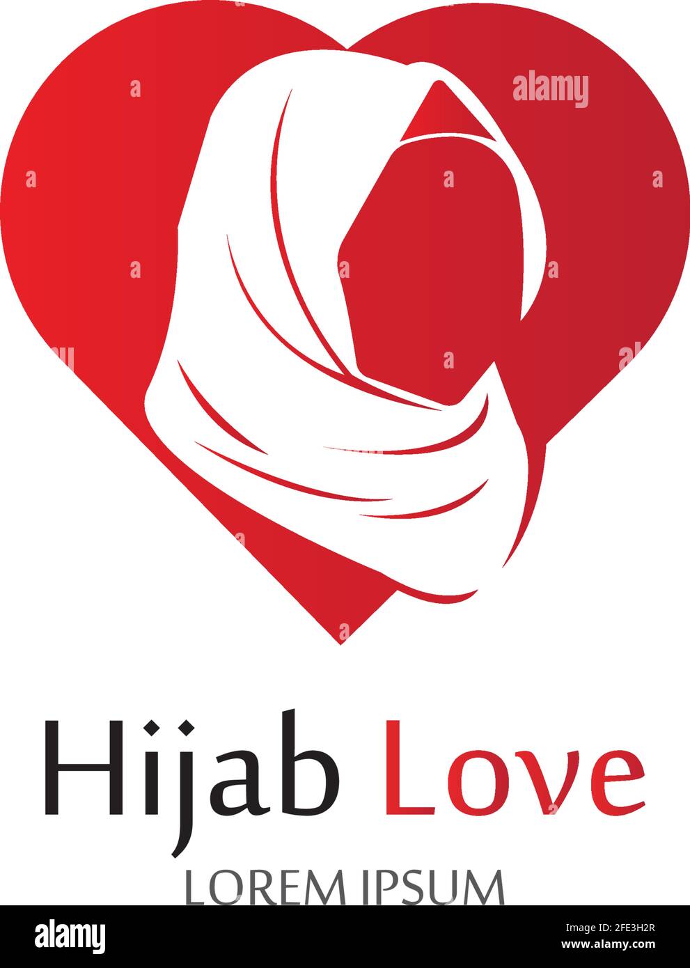Hijab Love Logo Vektor Symbol Design Template-Vektor Stock Vektor