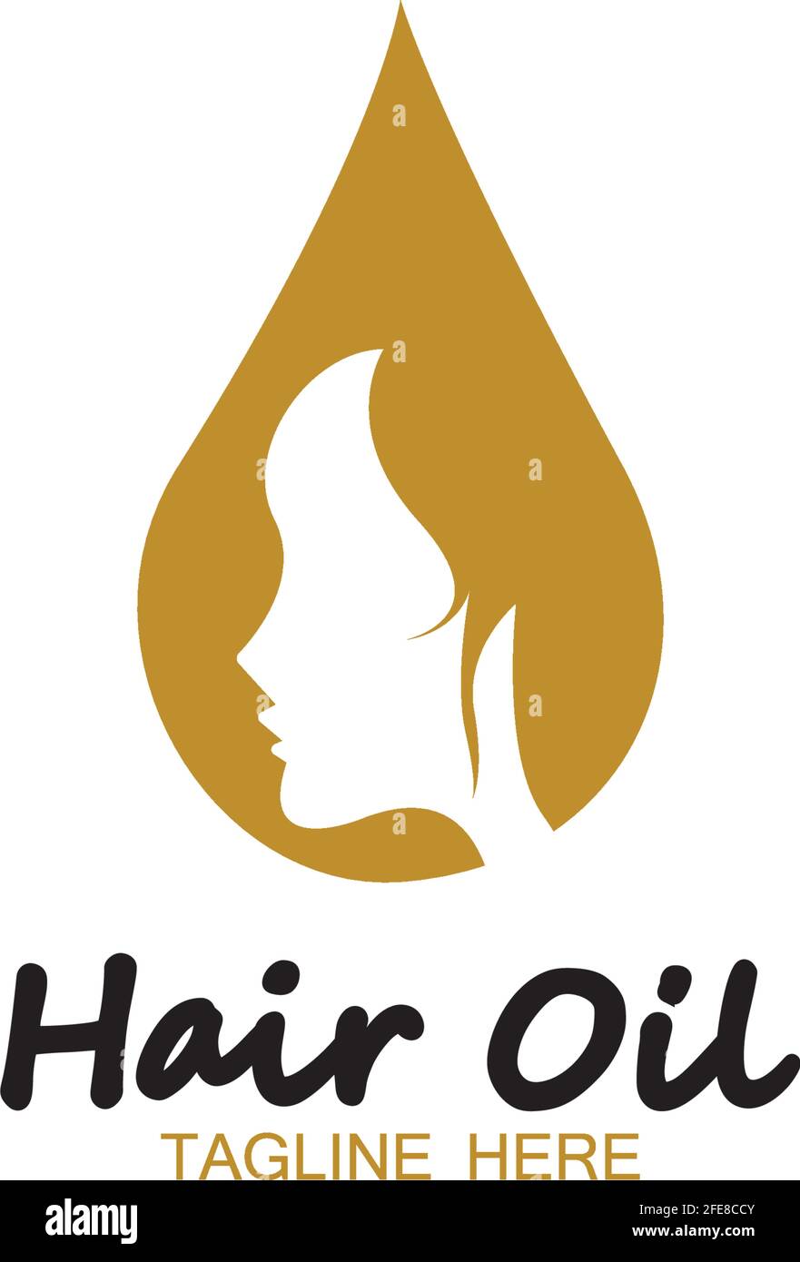 Haaröl Essential Logo mit Tropfen Öl und Haar-Logo Symbolvektor Stock Vektor